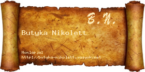Butyka Nikolett névjegykártya